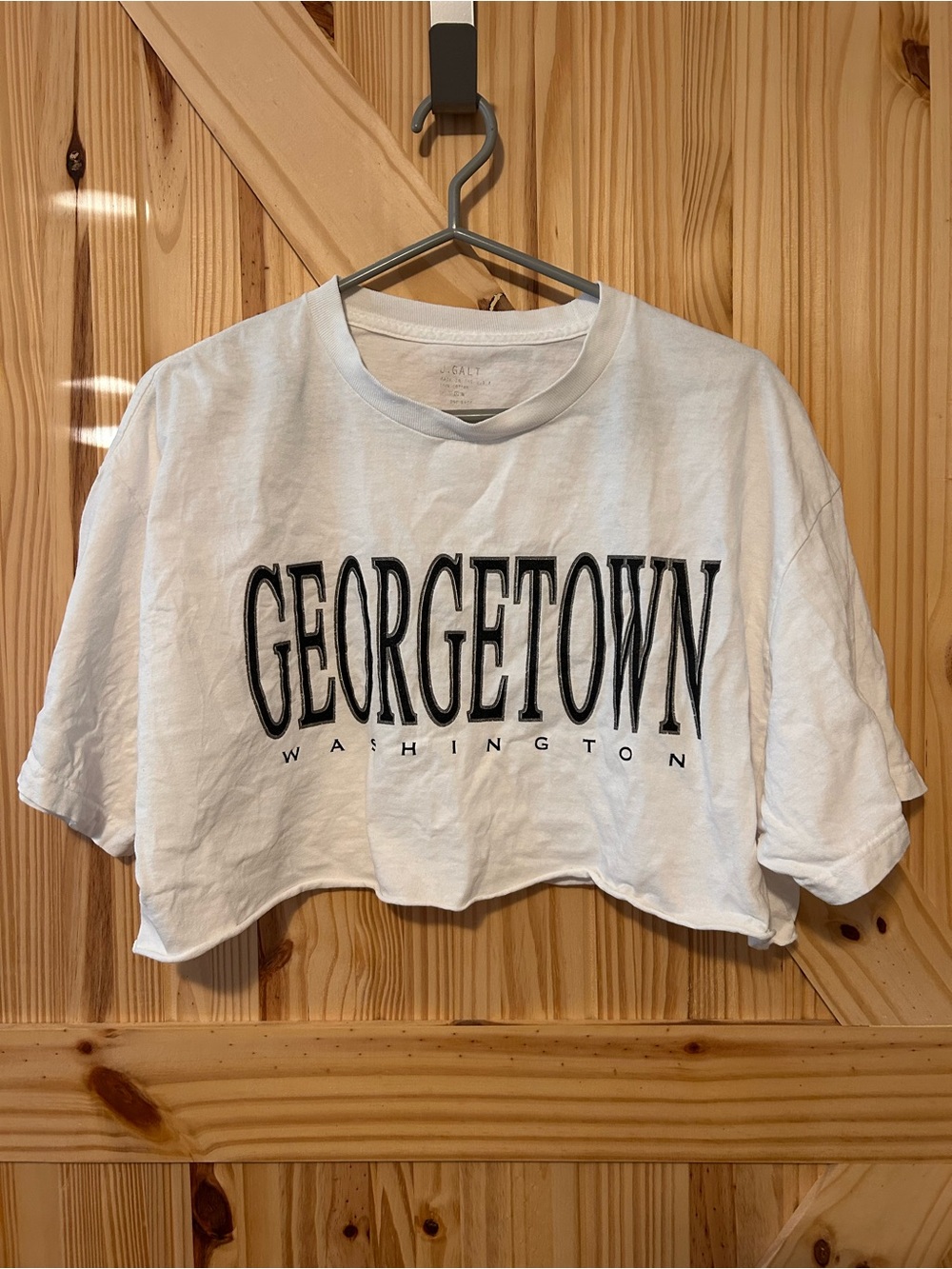 Brandy Melville Georgetown White Cropped Graphic Tee